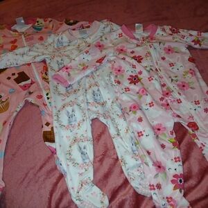 Floral, Bunny, and Donuts Baby Girl Footies